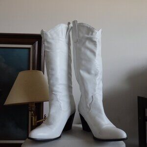 White Knee High High Heel boots